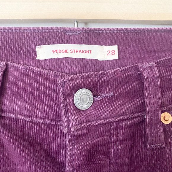 Levi's Wedgie Potent Purple Bleach Dye Straight Leg Corduroy Pants - Picture 7 of 10